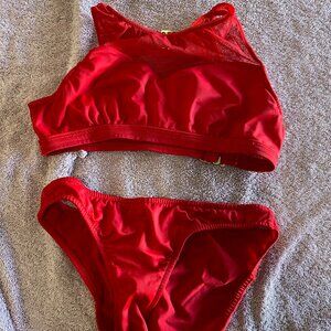 Venus Red High Neck Mesh Bikini Set Size 2 Top & Bottom Swimwear